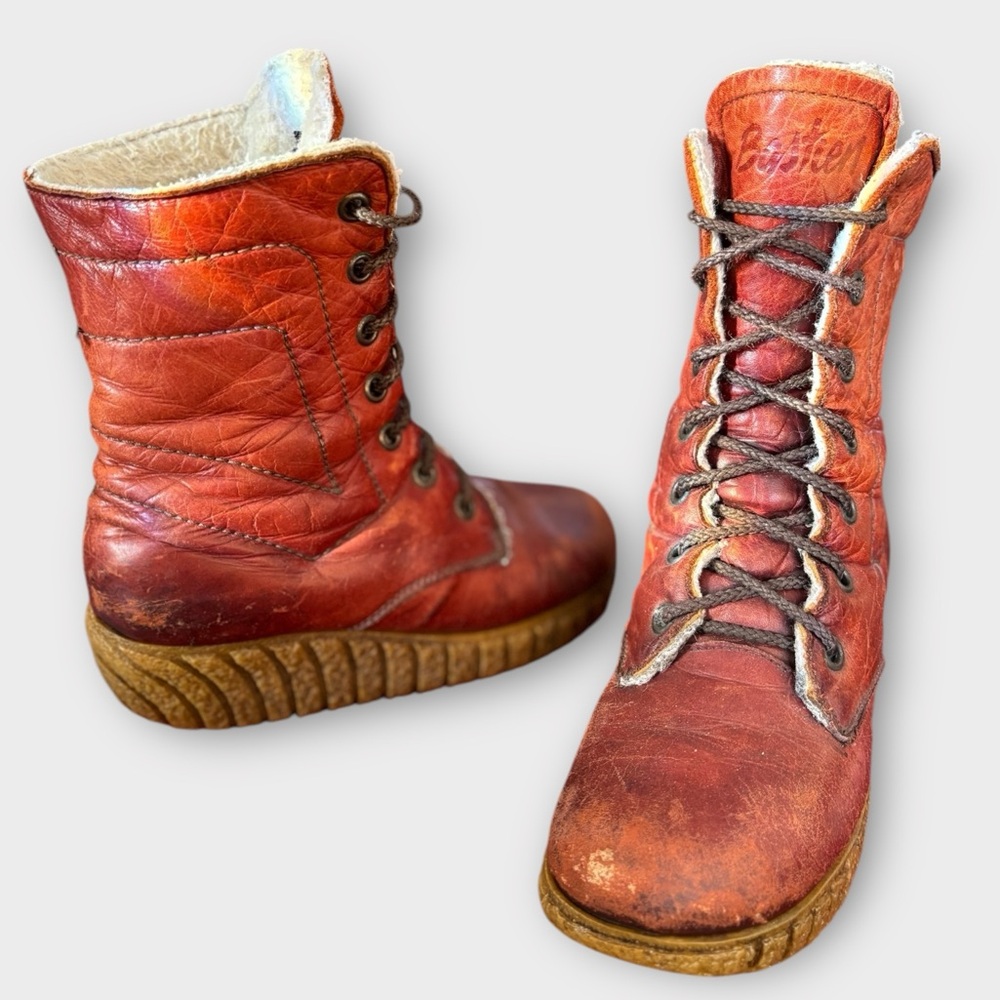 Vtg Husky by Bastien Banff Leather Lace Up Snow Platform Boots Women Size 6